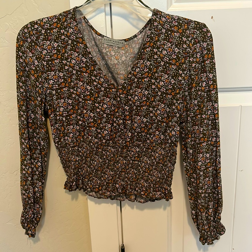 Army Green Flower Top
